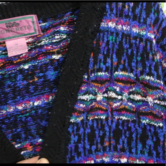 Vintage royal blue rainbow mixed knit cardigan - Picture 5 of 6